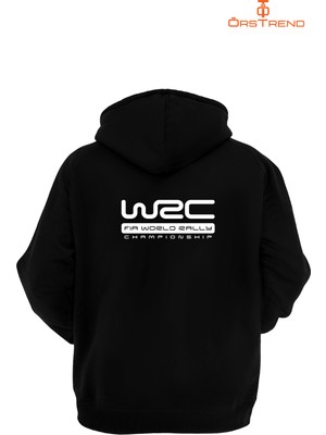 Ors Trend Wrc Baskılı 3 Iplik Unisex Siyah Kapişonlu Sweatshirt