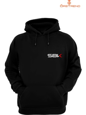 Ors Trend Sbk Baskılı 3 Iplik Unisex Siyah Kapişonlu Sweatshirt