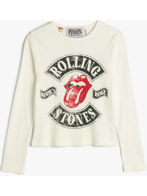 Koton The Rolling Stones Tişört Lisanslı Uzun Kollu Bisiklet Yaka Baskılı Pamuklu