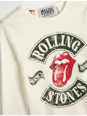 Koton The Rolling Stones Tişört Lisanslı Uzun Kollu Bisiklet Yaka Baskılı Pamuklu