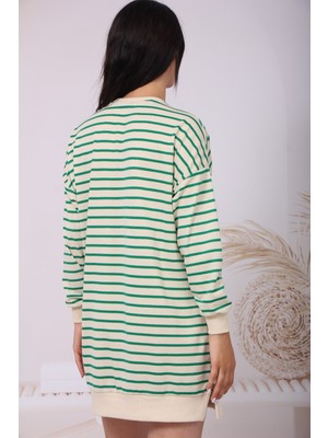Ebedi Collection Kadın Yeşil Çizgili Sweat Tunik