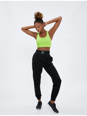 Koton Jogger Eşofman Altı Etiket Detaylı Cepli Yüksek Bel