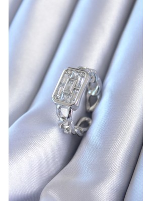 Clariss Gümüş Renk Zirkon Taşlı Zincir Model Kadın Yüzük