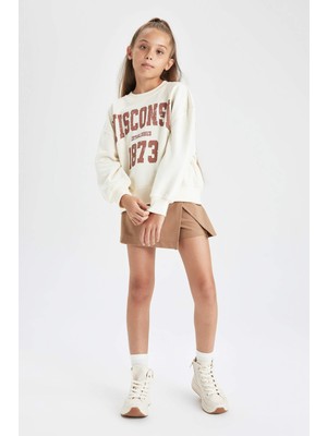 DeFacto Kız Çocuk Baskılı Sweatshirt Etek 2'li Takım A9700A823AU