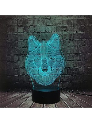 Jingyi Wolf 3D Illusion Taşınabilir Lamba Wolf Gece Lambası Le (Yurt Dışından)