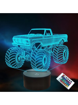 Jingyi Monster Truck Hediyeleri, Uzaktan Kumandalı 3D Araba Gece Lambası (Yurt Dışından)