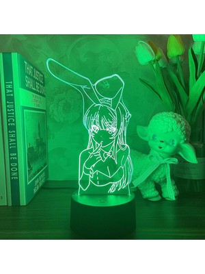 Jingyi 3D Anime Gece Lambası Yanılsama LED Nightlights Bunn (Yurt Dışından)