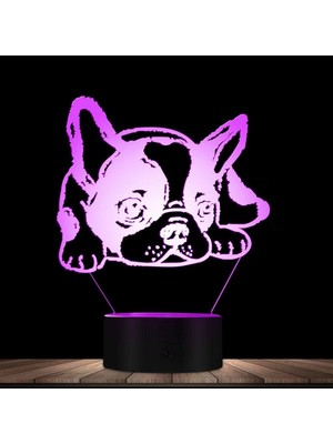 Jingyi 3D Illusion Gece Lambası Fransız Bulldog LED Illusio (Yurt Dışından)