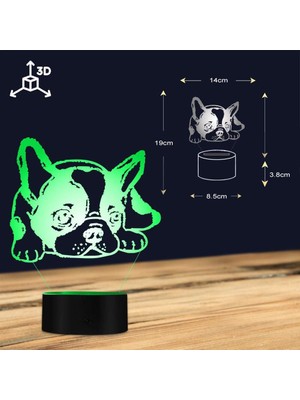 Jingyi 3D Illusion Gece Lambası Fransız Bulldog LED Illusio (Yurt Dışından)