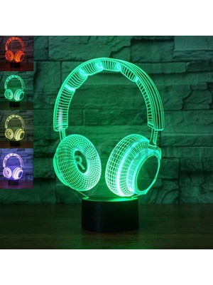 Jingyi 3D Dj Kulaklık Kulaklık Gece Lambası LED L (Yurt Dışından)