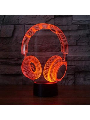 Jingyi 3D Dj Kulaklık Kulaklık Gece Lambası LED L (Yurt Dışından)