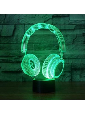 Jingyi 3D Dj Kulaklık Kulaklık Gece Lambası LED L (Yurt Dışından)