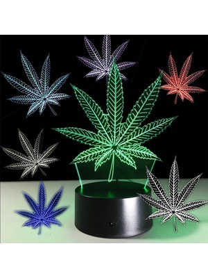 Jingyi Esrar Yaprağı 3D Illüzyon Lambası Cananbis Weed Opti (Yurt Dışından)