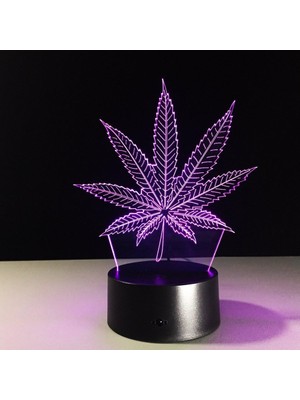 Jingyi Esrar Yaprağı 3D Illüzyon Lambası Cananbis Weed Opti (Yurt Dışından)