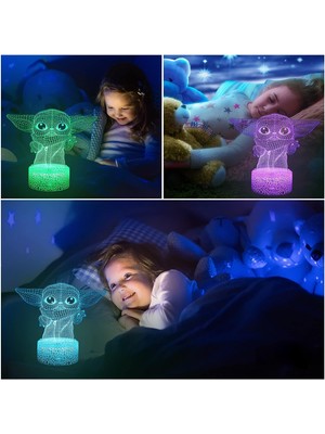 Jingyi 3D Gece Işıkları Bebek Yoda Hediyeleri Doğum Günü Dekorasyonu (Yurt Dışından)