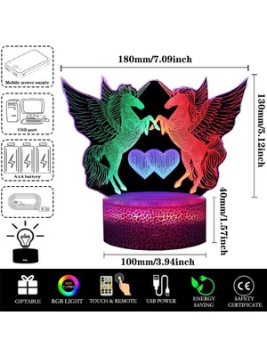 Jingyi 3D Rack Davul Seti Gece Lambası, Davul 3D LED Illusion Unicorn (Yurt Dışından)