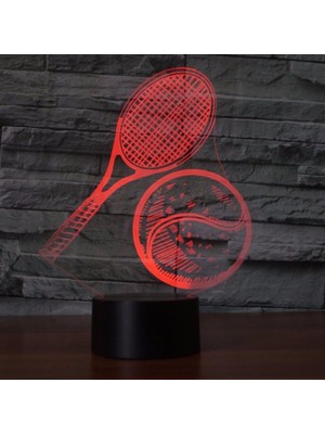 Jingyi 3D Tenis Gece Lambası 16 Renk Değişimi LED Uzaktan Kumanda C (Yurt Dışından)