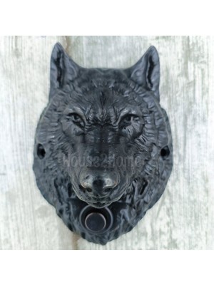 House2Home El Yapımı Pirinç Kurt Kapı Zili Oksit