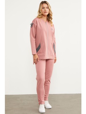 Sementa Sim Kumaş Kombinli Fermuarlı Takım - Gül