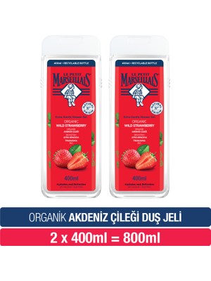 Le Petit Marseillais Duş Jeli Akdeniz Çileği 2x400 ml Nemlendirici Bitkisel pH Dengeli Formül