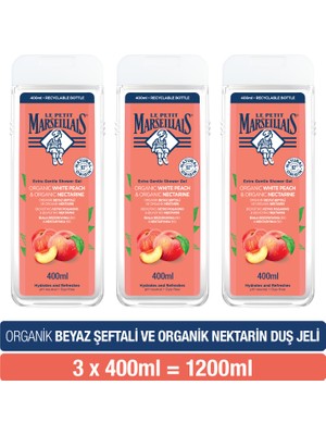 Le Petit Marseillais Şeftali ve Nektarin Kokusuyla 3×400 ml Duş Jeli Organik Etkili Temizlik