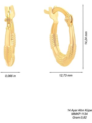 Moom Mücevherat Kadın 14 Ayar Altın Halka KÜPE-MMKP1134