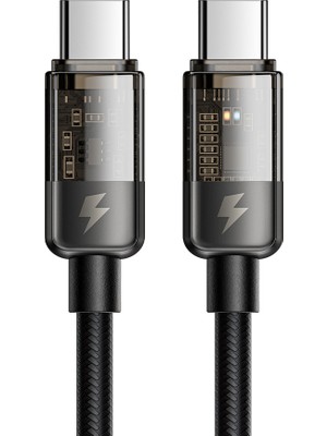 Mcdodo CA-2840 Type-C To Type-C 100W LED Işıklı Power Off Hızlı Data Şarj Kablosu 1.2m - Siyah