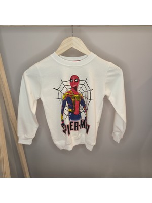 Modarvi Spiderman Desenli Beyaz Kırmızı Mevsimlik Erkek Çocuk Takım