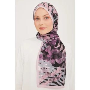 Trend Gül Kurusu-Siyah Fırça Desen Modal Şal 6318-12