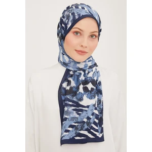 Trend Lacivert-Indigo Fırça Desen Modal Şal 6318-15
