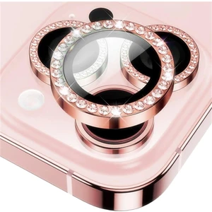 IPHONE 15 Pro/15 Pro Max Taşlı Pembe Kamera Koruyucu