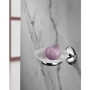 SAS Krom Kaplama Yapışkanlı Mat Plastik Banyo / Tuvalet Katı Sabunluk S-105