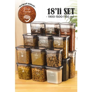 Peggy Dikdörtgen Saklama Kabı Seti 6x(1900ml, 1500ml, 1150ml) Etiketli 18'li
