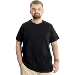 Büyük Beden Erkek T-Shirt Bis Yaka Fragmented 23133 Siyah