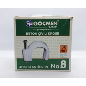 Göçmen Plastik Göçmen Beton Çivili Kroşe No:8 3X16 Antigron (50 Adet)