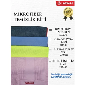 4 Adet Karma Mikrofiber Temizlik Bezleri Sihirli Bez, Hassas, Cam Ayna  ve Yer Bezi Hepsi Tek Paket