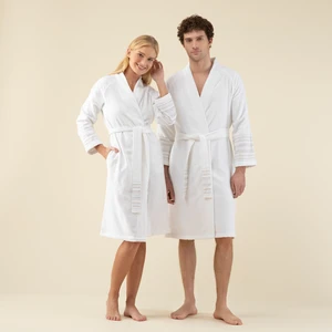 Derin Unisex Bornoz Beyaz/açık Mavi