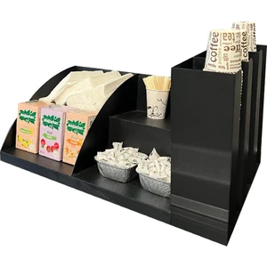 Çay & Kahve + 3 Bölmeli Karton Bardaklık Organizer Stand Set