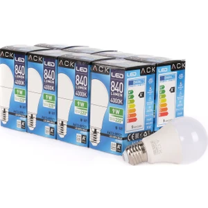 9W LED Ampul 4000K Günışığı  E27 8'li Eko Paket