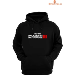 Ors Trend Call Of Duty Modern Warfare 3 Baskılı 3 Iplik Unisex Siyah Kapişonlu Sweatshirt