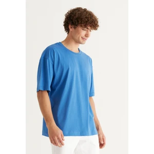 Altınyıldız Classics Erkek Indigo Oversize Bol Kesim Bisiklet Yaka %100 Pamuk Tişört