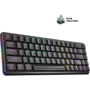 Rebel Siyah Low Profile Blue Switch Us Layout Rainbow Mekanik Gaming Oyuncu Klavye