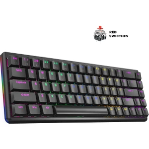 Rebel Siyah Low Profile Red Switch Us Layout Rainbow Mekanik Gaming Oyuncu Klavye
