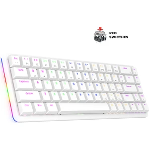 Rebel Beyaz Low Profile Red Switch Us Layout Rainbow Mekanik Gaming Oyuncu Klavye