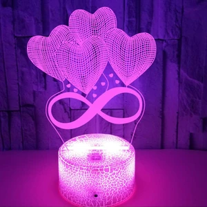 Aşk Gece Lambası Renkli Dokunmatik Uzaktan Kumanda ile 3D Illusion Lamba Sevgililer Günü Yatak Odası Parti Arkadaşlık Evlilik Yıldönümü Için --- Çatlak Koltuk (Yurt Dışından)