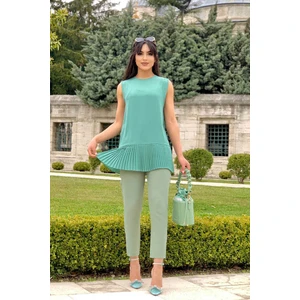 Bym Fashion Etek Ucu Piliseli Sıfır Kollu Kısa Içlik 2637 Mint