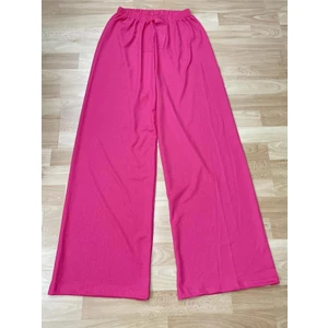 Kadın Beli Lastikli Bol Paça Oversize Bürümcük Kumaş Uzun Hardal Pantolon