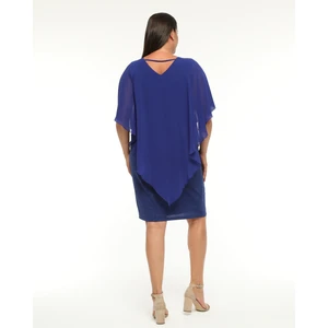 Yakası Taş Detaylı Şifon Orta Beden Abiye Elbise