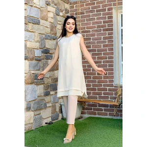 Bym Fashion Bym Kat Görünüm Sıfır Kol Içlik Tunik 2340 Taş