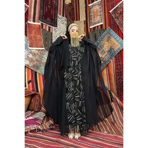 Bym Fashion Bym Şifon Pul Payet Işlemeli Pelerinli Elbise Abiye Takım 3775 Siyah